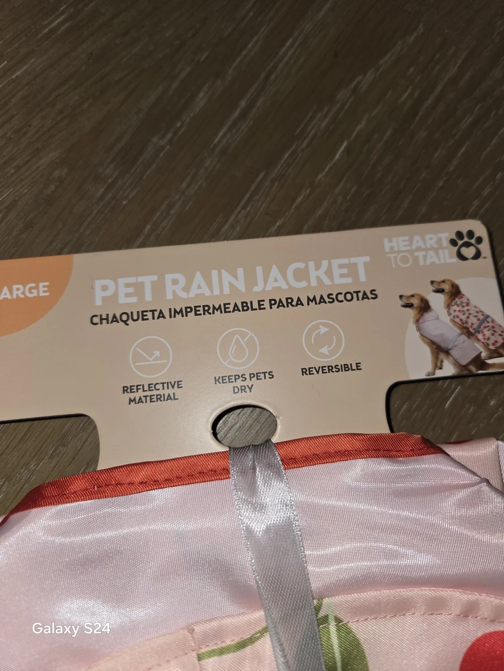 Pet Rain Jacket With Hood Reflective Sz XL Heart To Tail New